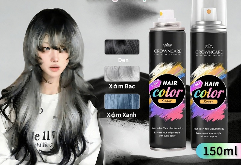 Sử dụng bình xịt pha màu che tóc bạc