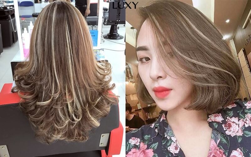 Tóc màu nâu hạt dẻ kết hợp Highlight