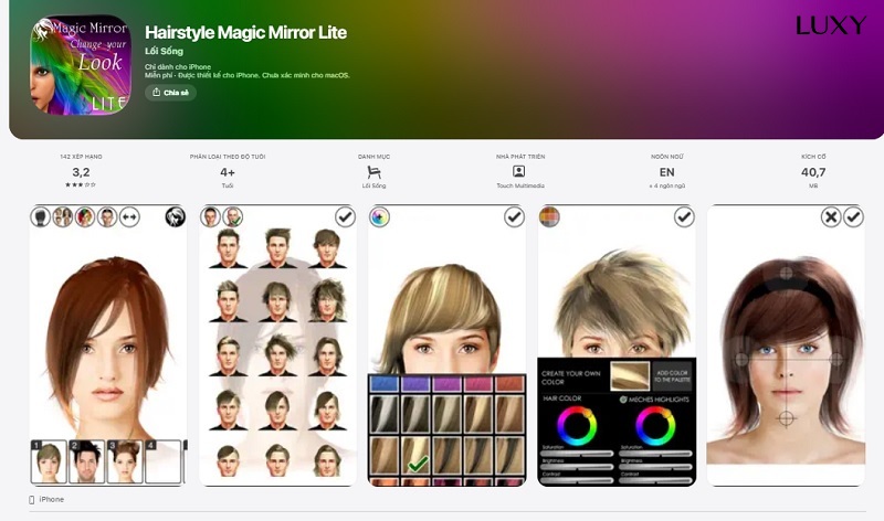Phần mềm ghép tóc giả Hairstyle Magic Mirror Lite