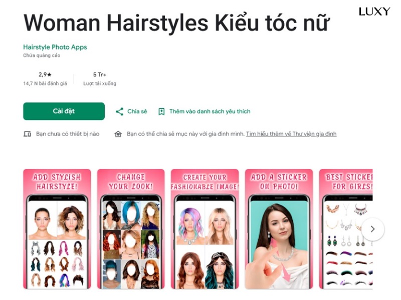 Phần mềm ghép tóc giả Women Hairstyles