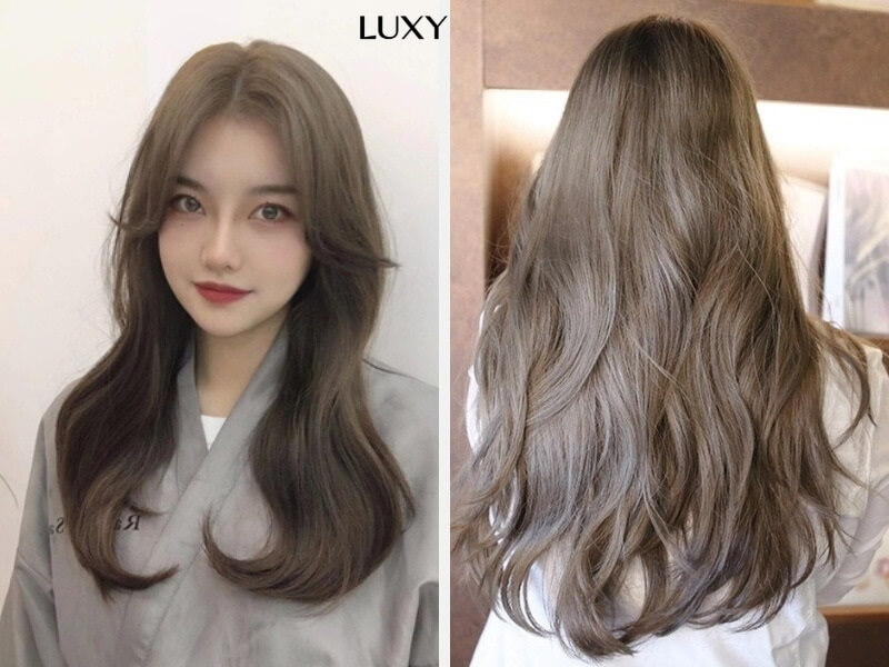 Tóc nhuộm nâu trà sữa mái bay