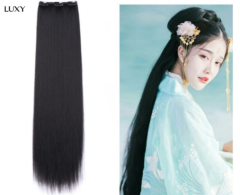 Tóc giả cổ trang​ kẹp nối 3 tép sợi tơ thẳng dài