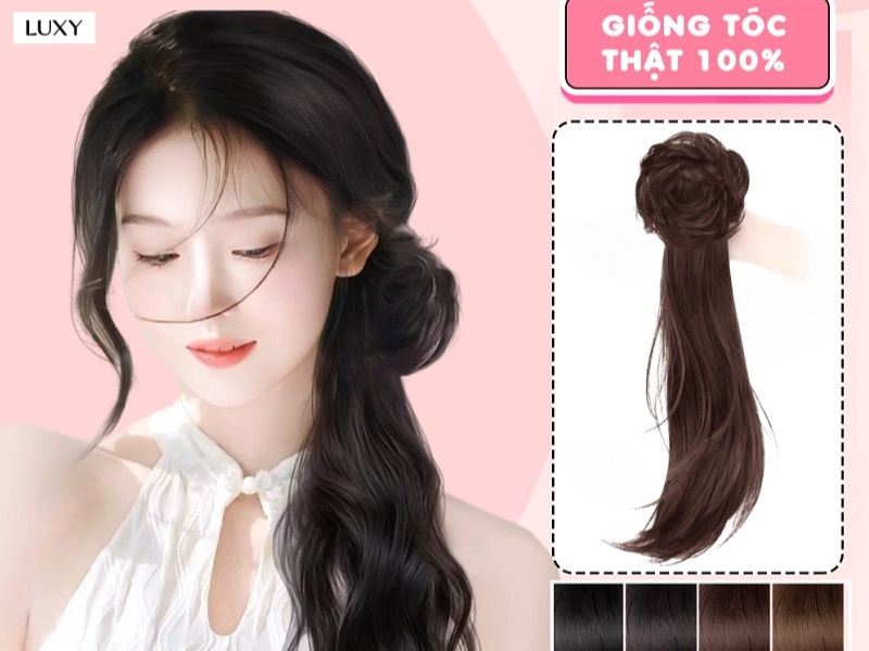 Tóc kẹp nửa đầu như thật cổ trang