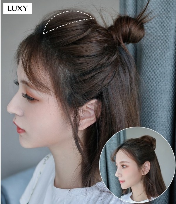Tóc giả cổ trang​ búi xù quặm dễ xài