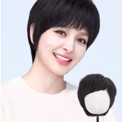 Tóc giả LUXY kiểu tém trung niên trẻ trung bằng tóc thật