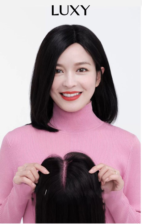 Tóc giả mái phủ hói bạc LUXY nhiều kích thước móc tay thủ công mono bằng tóc thật