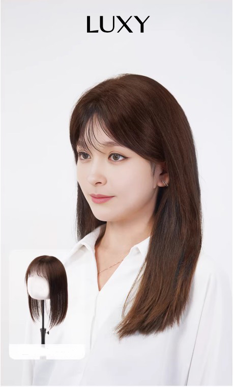 Tóc giả mái phủ hói bạc LUXY thẳng có mái siêu da đầu