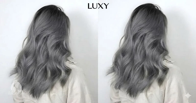 Tóc giả xoăn sóng lớn ngang lưng xám khói