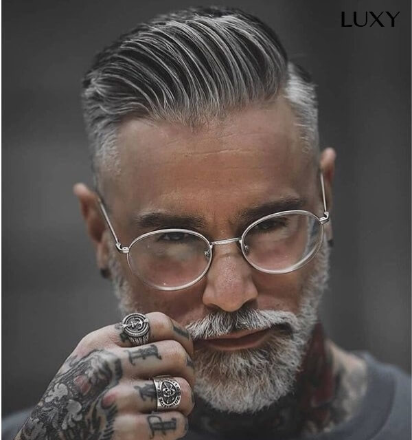 Tóc giả nam xám khói kiểu Quiff