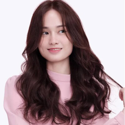 Tóc giả nữ LUXY dáng dài xoăn lơi màu nâu thời trang bằng tóc thật