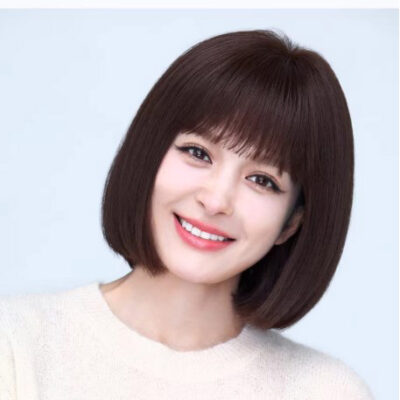 Tóc giả nữ LUXY kiểu bob ngắn ngang vai có mái bằng tóc thật có da đầu