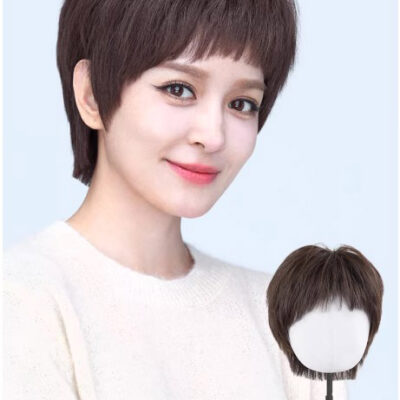 Tóc giả nữ LUXY tém ngắn móc tay thủ công toàn bộ da đầu