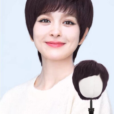 Tóc giả nữ ngắn LUXY móc tay thủ công mono bằng tóc thật