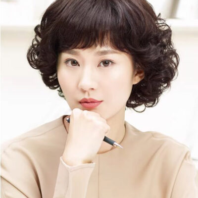 Tóc giả nữ ngắn LUXY gợn sóng trứng bồng bềnh tuổi trung niên trẻ trung bằng tóc thật