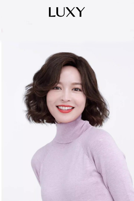 Tóc giả nữ ngắn LUXY xoăn lọn trung niên bồng bềnh trẻ trung bằng tóc thật