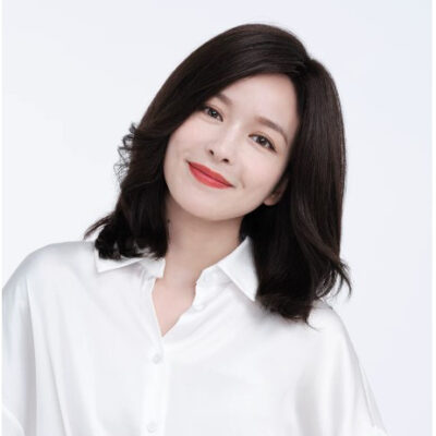 Tóc giả nữ thiết kế LUXY xoăn nhẹ rẽ ngôi dài đến xương quai xanh bằng tóc thật có da đầu