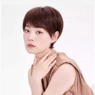 Tóc giả tém ngắn nữ LUXY cho tuổi trung niên bằng tóc thật