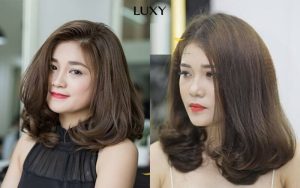 Tóc ngắn uốn cụp chữ C ngang vai