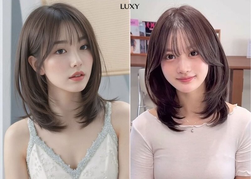 Tóc ngang vai chữ V duỗi thẳng