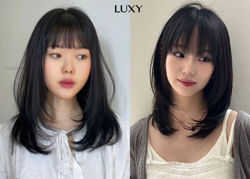 Tóc ngang vai duỗi thẳng mái bằng