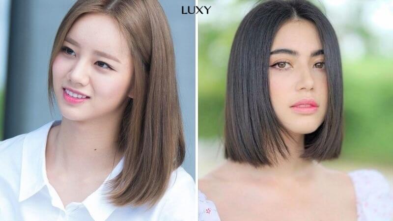 Tóc ngang vai duỗi thẳng phù hợp với gương mặt nào?